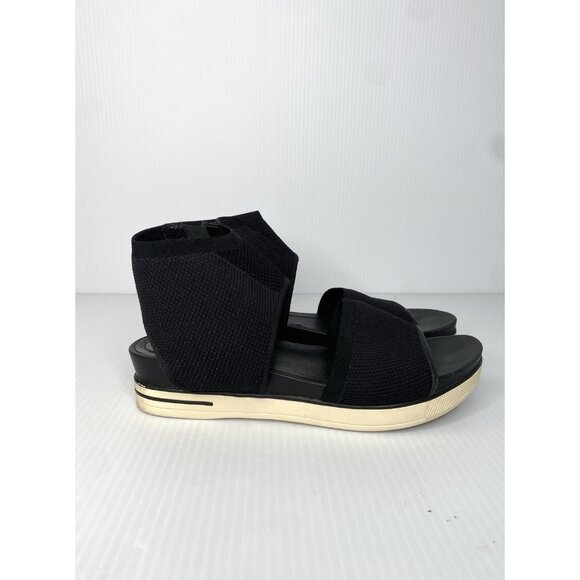 Eileen Fisher Knit-St Stretch Black Open Toe Platform Sandals Women’s Sz 9.5 - Picture 1 of 10